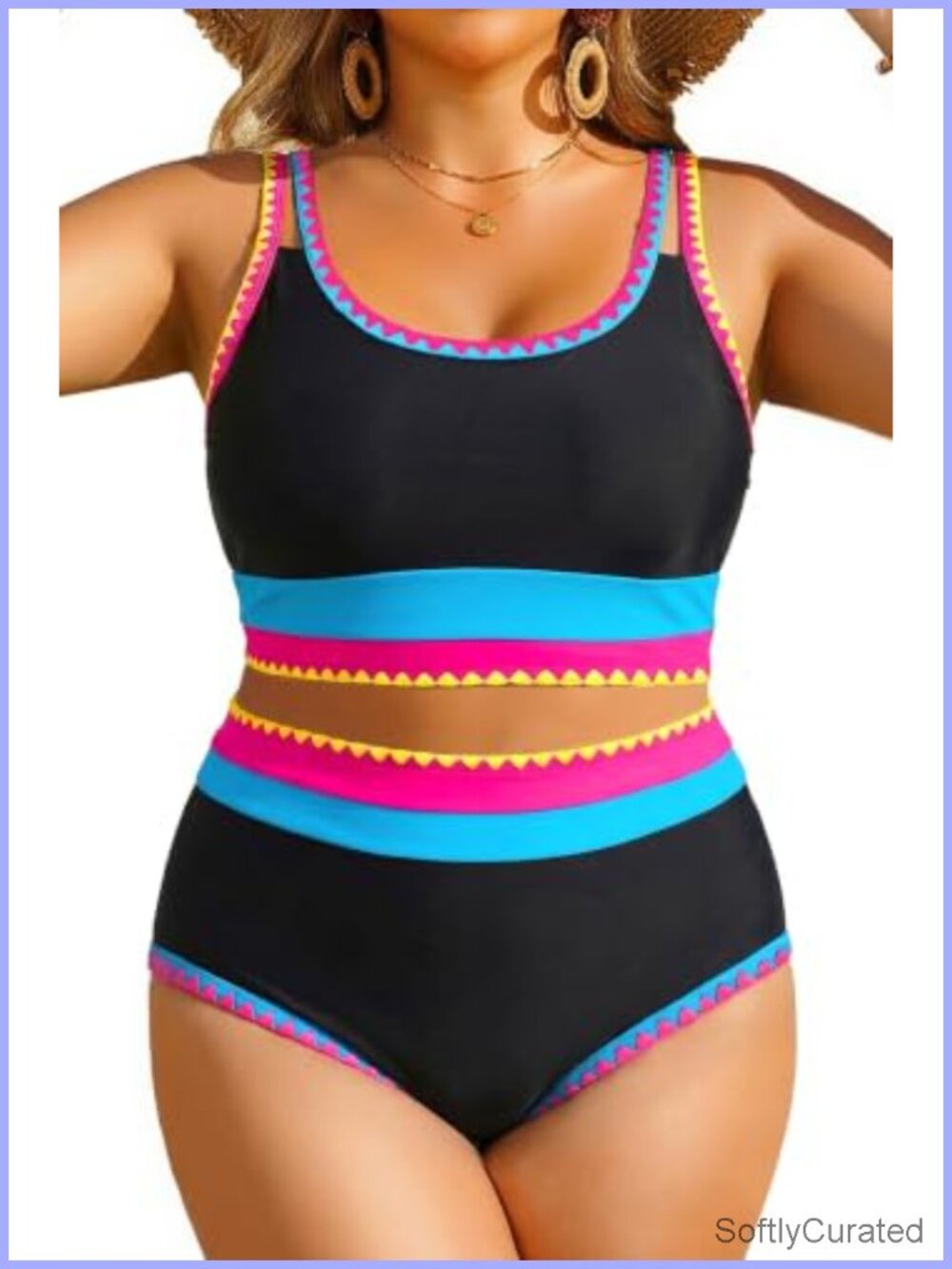 Plus Size Two Piece Swimsuit High Waisted Tummy Control Bikini Bathing Suit